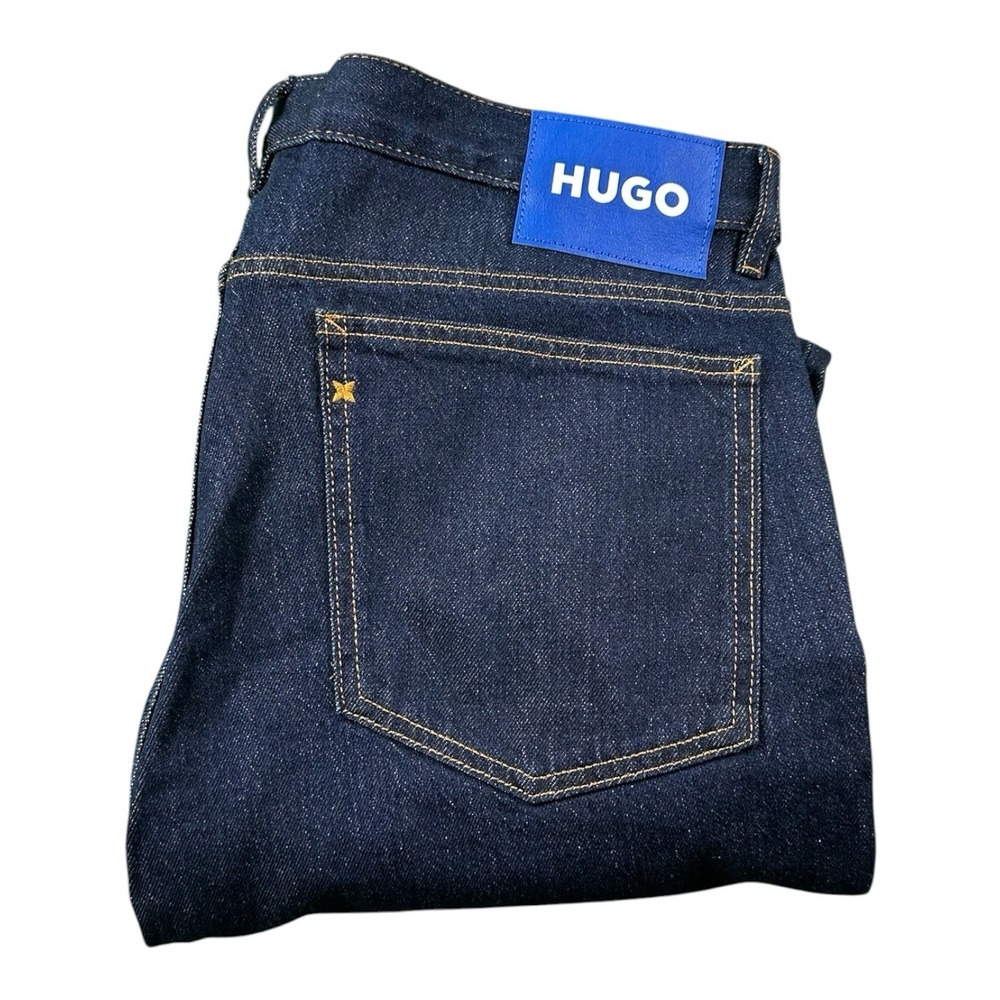 Hugo Boss Deep Blue Denim Ash Straight Fit Mens Jeans Size 36x32 NWT